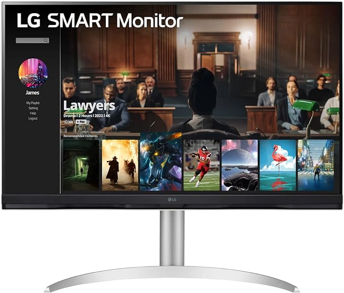 LG Smart Monitor (32SQ730S) - 32-Inch 4K UHD(3840x2160) Display, webOS Smart Monitor, ThinQ Home, Magic Remote, USB Type-C™, 2x5W Stereo Speakers, AirPlay 2, Screen Share, Bluetooth,Silver