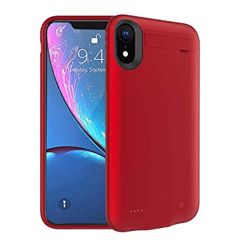 Battery Case for iPhone XR ,4200mAh Portable Charger Case Upgraded version Extended Battery Pack Protective Backup Charging Case Power Bank for iPhone XR - Red (6.1 inch)