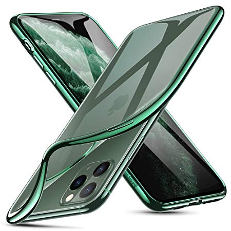 ESR Case Compatible with iPhone 11 Pro Max, Case Cover with 1.1 mm Thick Slim Clear Soft TPU, Crystal Clear Back Case, Flexible Silicon Cover for iPhone 11 Pro Max 6.5-Inch (2019), Green Frame