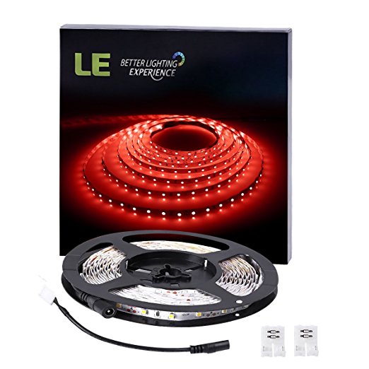 LE LED Flexible Strip Lights, 300 Units SMD 3528 LEDs, 5m 12V DC Non-waterproof Light Strips, LED ribbon, Garden/Home/Kitchen/Car/Bar, DIY Party TV Decoration Lighting ,Red