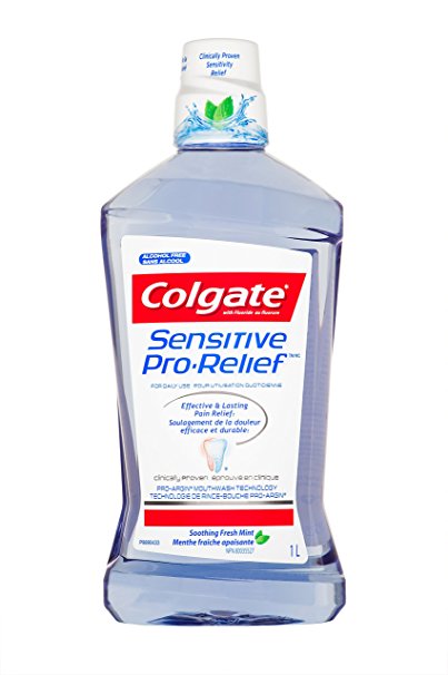 Colgate Sensitive Pro Relief Mouthwash Pro Argin Alcohol Free - Effective & Lasting Pain Relief (1000ml / 33.8 fl oz)