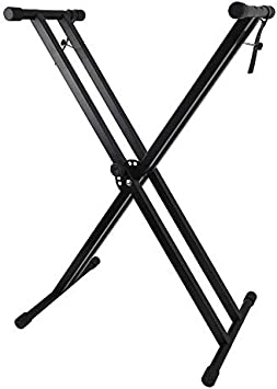 BUBM Double-X Keyboard Stand Folding Piano Stand 7 Position Height Adjustable 19.3"-38.1" Fits 54/61/73/76/88 Key Electric Pianos,Black
