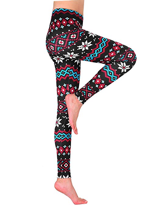 Beluring Womens Workout Yoga Fitness Slim Fit Floral Print Leggings Pants