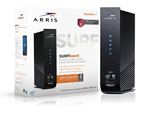 ARRIS SURFboard SBG6950AC2 3.0 Cable Modem/AC1900 Wi-Fi Router - Retail Packaging, Black