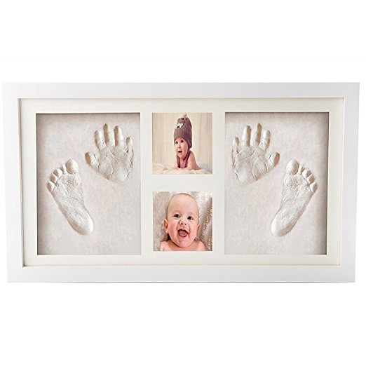 Premium Newborn Baby Hand Print and Footprint Photo Frame Kit - Cool & Unique Baby Shower Gifts for Registry, Memorable Keepsakes Decorations , Christening Gift, Toddlers Birthday Presents
