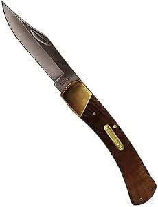 Schrade Old Timer 6OTW Golden Bear 8.7in S.S. Traditional Lockback Folding Knife with 3.9in Clip Point Blade and Wood Handle for Outdoor, Hunting, Camping and EDC