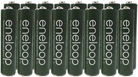 Panasonic Eneloop AAA Nimh Pre-charged Rechargeable Batteries with Battery Holder - Rechargeable 2100 Times " Special Green Color Eneloops" (Pack of 16)