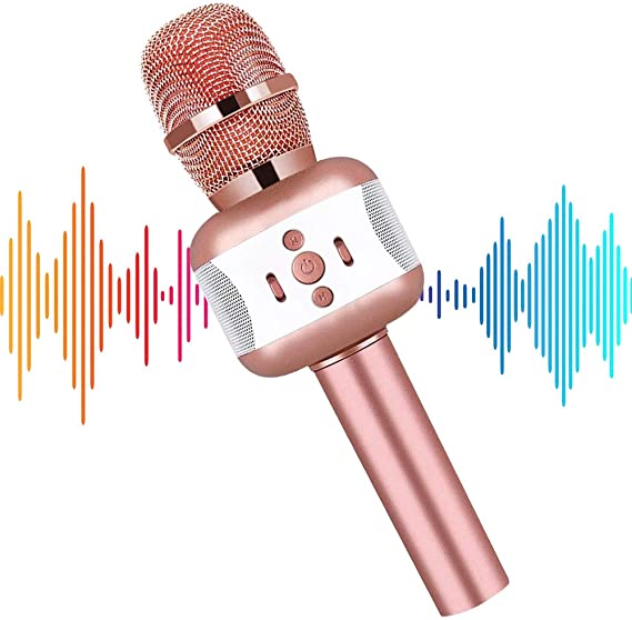 Karaoke Microphone, Microphone for Kids Wireless Bluetooth Portable Handheld Karaoke Mic Speaker Machine Christmas Birthday Home Party Kids singing Toys Gifts for Android/iPhone/PC or All Smartphone