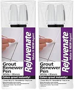 Rejuvenate White Grout Restorer Marker Pens Restore and Renew Dingy Stained Grout in Minutes 2 Units Pack