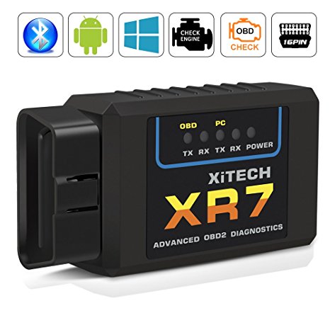 Bluetooth OBD2 Scanner Adapter,QHUI Wireless Car Diagnostic OBD2 Scan Tool Interface Automotive Check Engine Code Reader,ELM327 OBDII Reader for Android Windows,Most Cars & Trucks