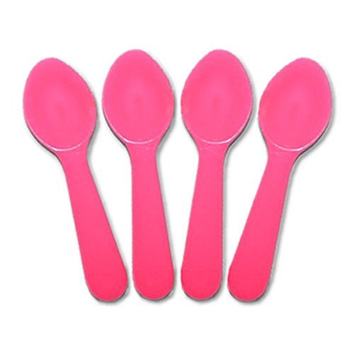 Miniature Plastic Colored Tasting Spoons - 100 ct (Pink)
