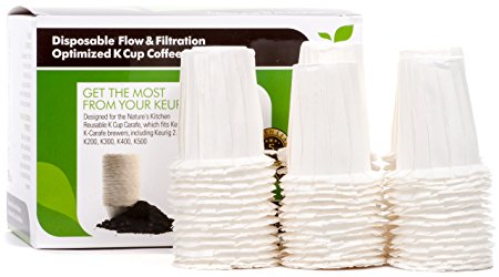 Disposable Flow & Filtration Optimized K Carafe Cup Coffee Filters by Nature's Kitchen (90 pack)