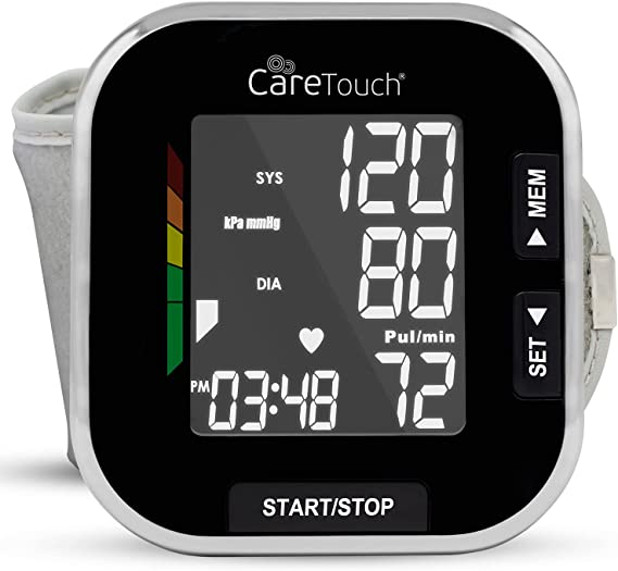 Care Touch Slim Wrist Blood Pressure Monitor, Automatic BP Monitor with USB Charger, Adjustable Cuff, and Irregular Heartbeat Indicator - Blood Pressure Cuffs for Home Use, Clinics, and Hospitals