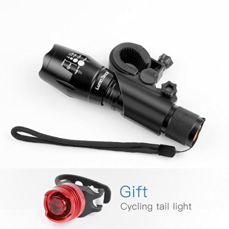 Lumin Tekco Bike Light Set with CREE XML-T6 10W Bead Front Light, Back Light Included, 1,000 lumen Super Bright Waterproof LED Headlight and Taillight, Quick-Release
