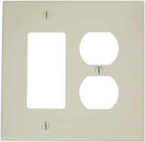 Leviton PJ826-A 2-Gang 1-Duplex 1-Decora/GFCI Combination Wallplate, Midway Size, Almond