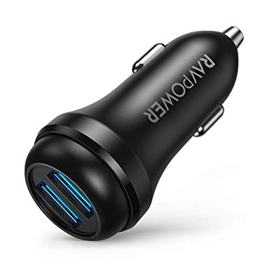 QC 3.0 Car Charger, RAVPower Turbo 36W 2-Port Car Adapter Dual USB Ports Quick Charge for Smartphone, Tablet, Digital Camera, iPhone X/XR/XS Max, iPad Mini/Air/Pro 2018, Galaxy S9/S8 and More (Black)