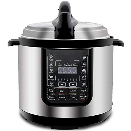 ZENY 6 Quart 7-in-1 Multi-Functional Programmable Pressure Cooker, Slow Cooker, Rice Cooker, Steamer, Sauté, Yogurt Maker and Warmer, Full Accessories Included, Stainless Steel