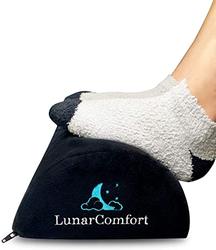 LunarComfort Ergonomic Foot Rest Under Desk - Adjustable Memory Foam Foot Rest for Office Chair & Gaming Chair – Ergonomic Design for Back & Hip Pain Relief (Black)