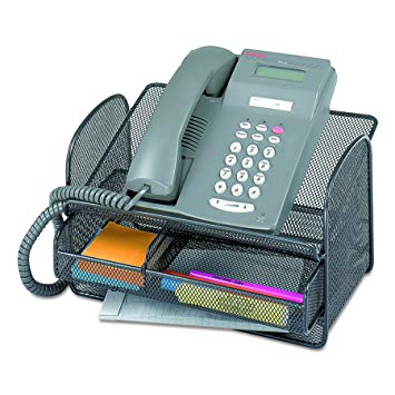 Safco 2160BL Onyx Angled Mesh Steel Telephone Stand, 11 3/4 x 9 1/4 x 7, Black