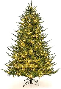 Goplus 6ft Pre-Lit Artificial Christmas Tree, Hinged Xmas Tree with 280 Warm-White LED Lights, 8 Lighting Modes, 788 Branch Tips, Foldable Metal Stand, for Office Home Holiday Party Decor