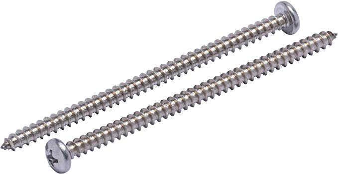 #10 X 3-1/2" Stainless Pan Head Phillips Wood Screw, (25pc), 18-8 (304) Stainless Steel Screws by Bolt Dropper