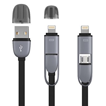 Mayshion 2 in 1 Smart Cable,3.3ft Lightning USB Cable 8Pin & Micro USB for iPhone 6s / 6s Plus, iPhone 6 / 6 Plus,iPhone 5 5s 5C Samsung Galaxy S2 S3 S4 S6, Nokia Lumia, HTC One, LG, Sony Xperi(Black)