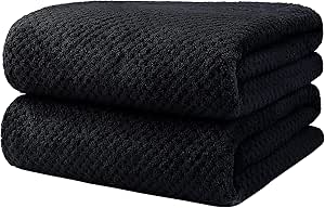 HOMEXCEL Bath Towel Set Pack of 2, (27 x 54 Inches) Microfiber Ultra Soft Highly Absorbent Bath Towel, Lightweight and Quick Drying Towels for Body, Sport, Yoga, SPA, Fitness, Black