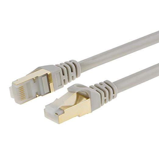 CableCreation CAT7(Category 7) Double Shielded Ethernet Patch Cable, 50U”Gold Plated Contact,SSTP Network Cable Up to 10 Gigabit, Band Width:600MHZ,100ft/30m, Beige Color