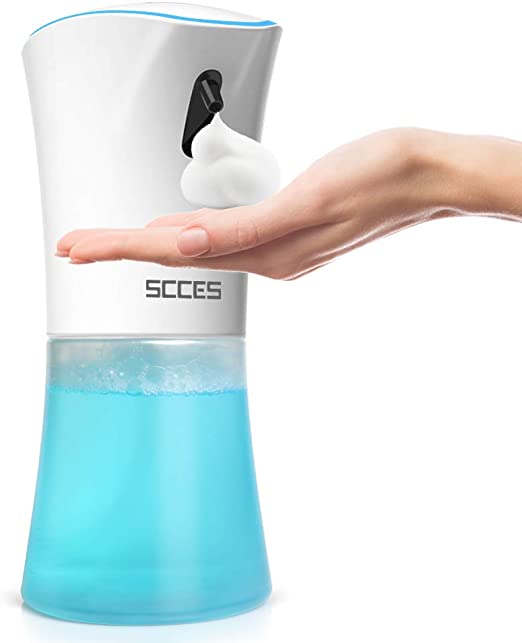 SCCES Soap Dispenser, 13.5oz / 400ml Automatic Foaming Soap Dispenser, Touchless Soap Pump with Electric Infrared Motion Sensor & Volume Control, IPX4 Waterproof, Best for Bathroom Kitchen Toilet
