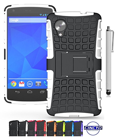 ShopNY Case - Google Nexus 5 Case Heavy Duty Rugged Dual Layer Holster Case with Kickstand (Google Nexus 5, Black) (White)