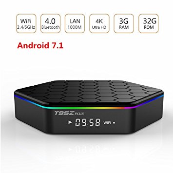 T95Z Plus Android TV BOX, Android 7.1 Amlogic S912 Octa-core 3G DDR3 RAM 32G eMMC ROM Smart TV Box Dual wifi 2.4G/5G HDMI 4K Mini Pc 3GB/32GB