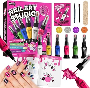 Nail Polish - Tomons Nail Polish Set for Kids Ages 6-12 Years Old,Nail Art Kit with Polish, Pens,Glitter,Stickers-Birthday Gift Girls Toys for 6 7 8 9 10 11 12 Years Old Kids