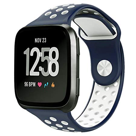 NO1seller Top Compatible Bands Replacement for Fitbit Versa Smart Watch Women Men Small Large, Soft Silicone Sport Strap with Ventilation Holes Replacement Accessories Wristband Black White Red Gray
