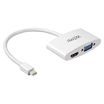 WEme Mini DisplayPort DP to HDMI VGA Converter Adapter Cable (CompatibleThunderbolt) for Apple Macbook Air Pro Microsoft Surface Pro PC, White