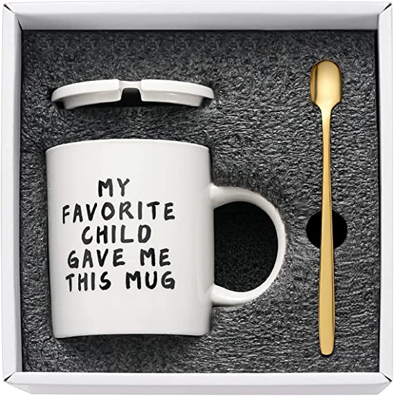 IDOKER Gifts for Mom Dad Grandma Grandpa,Mom Dad Gifts with Gift Box, Mom Mug Dad Mug from Daughter Son with Spoon and Lid,Suitable for Mothers Day Fathers Day Birthday Christmas