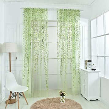 Norbi Willow Voile Tulle Room Window Curtain Sheer Voile Panel Drapes Curtain 39.4'' x 78.8" L (Green2)
