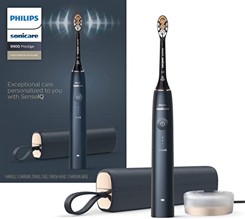 Philips Sonicare Prestige 9900, Rechargeable Toothbrush With SenseIQ, Midnight, HX9990/12, 1 Count