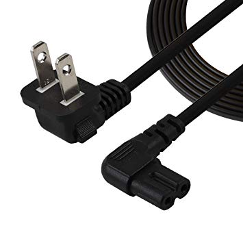 TV Power Cord,10FT/3Meter Double Angled (L-Type Angle) IEC 320 C7 to Nema 1-15P AC Power Cord, NISPT-2 18AWG 2-Slot 90 Degree Nema 1-15P to IEC C7 (Figure 8) Right Angle AC Power Cable