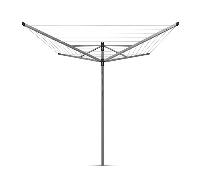 Brabantia Lift-O-Matic Large Rotary Airer Washing Line with Metal Soil Spear, 60 m - Silver
