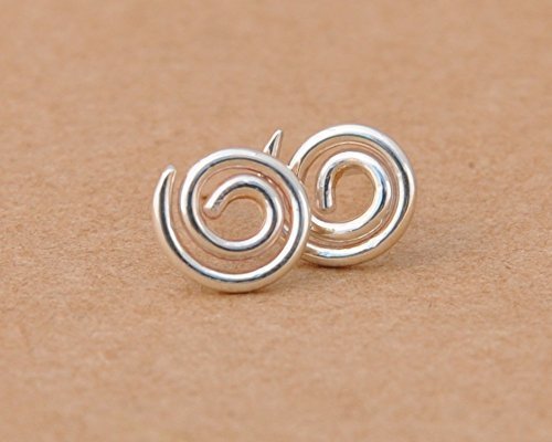 Silver swirl earrings with sterling silver studs