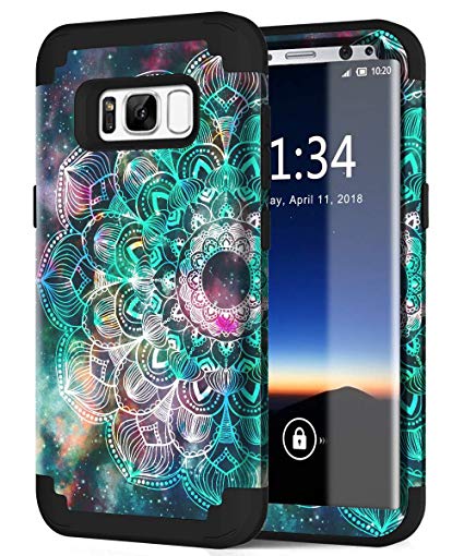 Galaxy S8 SM-G950 Case, Hocase Heavy Duty Protection Shock Absorbing Silicone Rubber Bumper Hard Plastic Shell Hybrid Dual Layer Protective Case for Samsung Galaxy S8 5.8" 2017 - Mandala in Galaxy