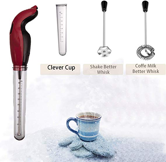 Milk Frother Handheld Electric Foam Maker with Dust Proof Turbo For Coffee, Latte, Cappuccino, Hot Chocolate, Durable Drink Mixer With 2 Stainless Steel Whisk, 1 Measuring Tube(Clever Cover)
