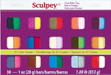 Sculpey III S3 30-1 Oven Bake Clay Sampler, 30 Colors