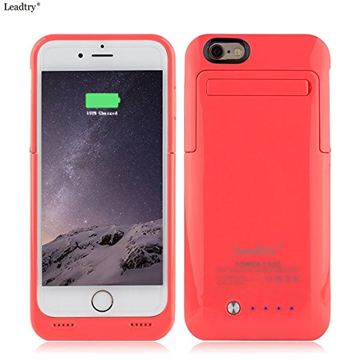 Leadtry® 2200mah Universal Slim Case Battery Rechargeable Portable Outdoor Moving Battery Slim Light External Battery Backup Case Charger Battery Case Cover for Iphone 5 5s 5c with 4 LED Lights and Built-in Pop-out Kickstand Holder Support IOS 6 IOS 7 IOS 8 Short Circuit Protection (pink)