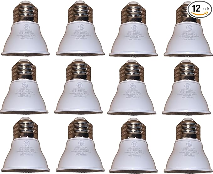 GE Lighting Flood Light Bulbs, 12-Count, Bright Warm White Color, 3000K, E26 LED Bulb, Low Wattage Light Bulbs, Dimmable Mini Flood, 5W Spotlight, Halogen Replacement, Track Lighting