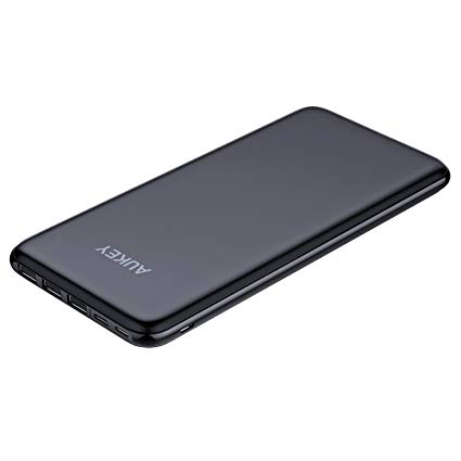 AUKEY 20000mAh Portable Charger, Slimline Design Power Bank with 3 input & 4 output Battery Pack for iPhone X / 8 / Plus, Samsung Galaxy Note8 / S8