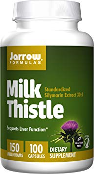 Jarrow Formulas Milk Thistle Silymarin Extract 30:1 Ratio, Supports Liver Function, 150 mg, 100 Veggie Caps