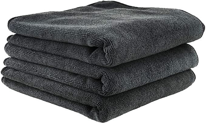 Chemical Guys MIC35303 Workhorse Professional Grade Microfiber Towel, Black - 16 in. x 16 in. (Pack of 3)