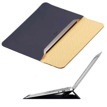 Macbook Air 13 inch Case Sleeve with Stand, OMOTON Wallet Sleeve Case for Macbook Air 13 inch, Ultrathin Carrying Bag with Stand, Navy Blue