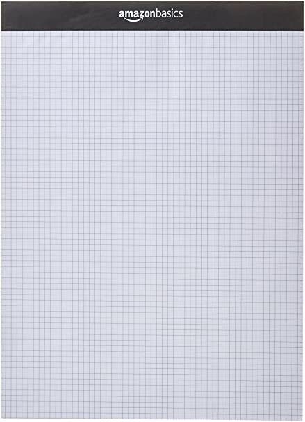 AmazonBasics Quad-Ruled Paper Pad - Pack of 2, 8.5 Inch x 11.75 Inch